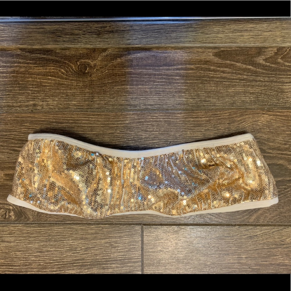 Cream & Gold Sequin Bandeau from Pac Sun